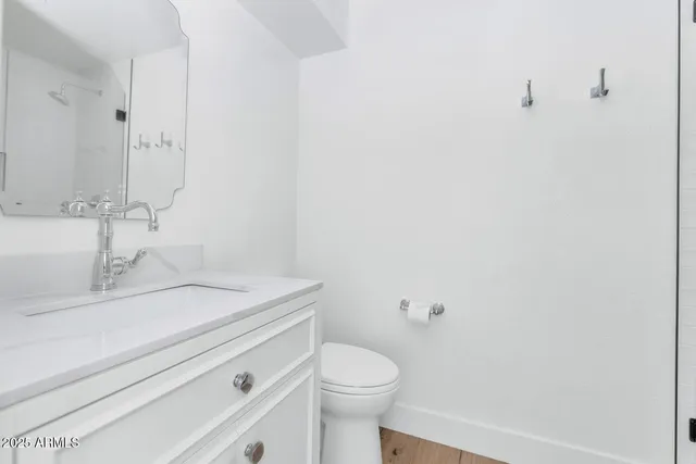 a bathroom with a sink toilet and vanity