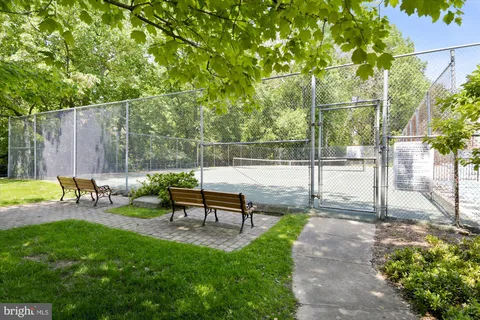 a view of a park with slide