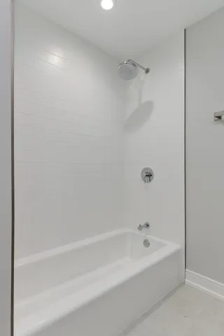 a bathroom with a bathtub