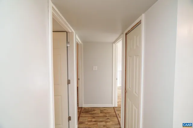 a view of a back yard from a balcony