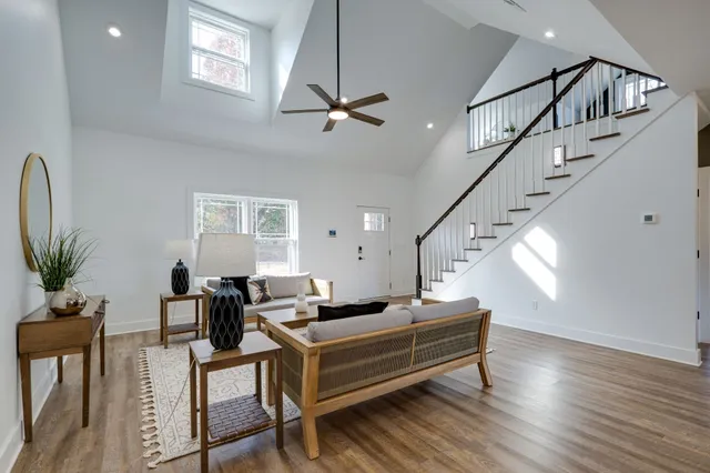 a living room with furniture