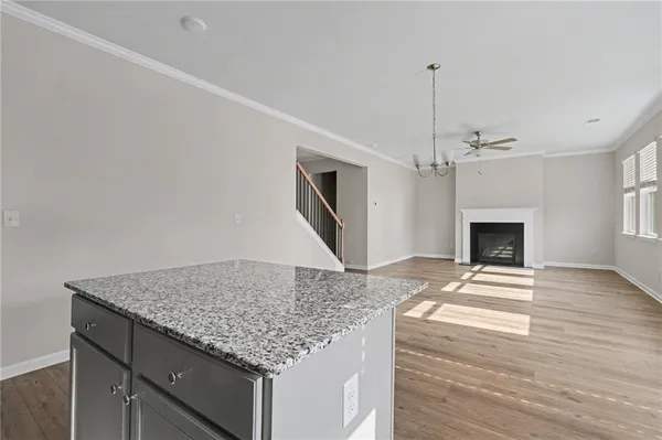 a view of kitchen and hallway