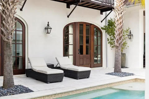 a view of a swimming pool with a book on the road