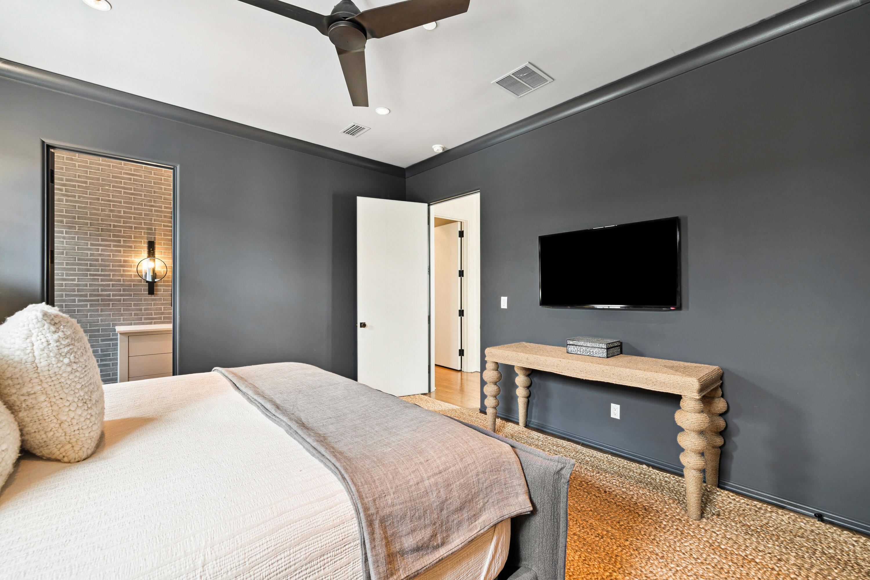 78 West Kingston Road Inlet Beach, FL 32461 - Photo 45 of 75 a bedroom with a bed and a flat screen tv