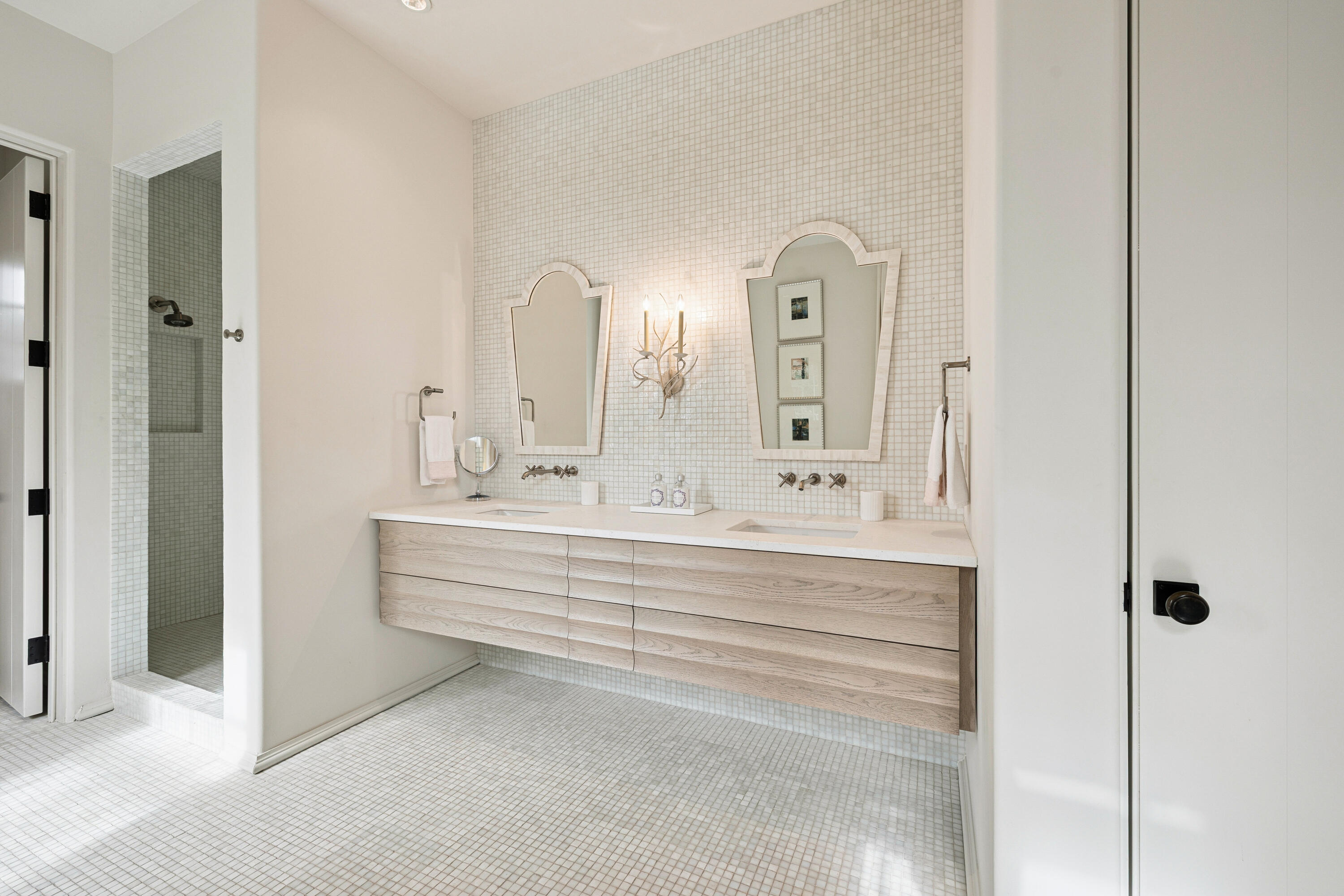 78 West Kingston Road Inlet Beach, FL 32461 - Photo 56 of 75 a bathroom with a double vanity sink mirror and shower