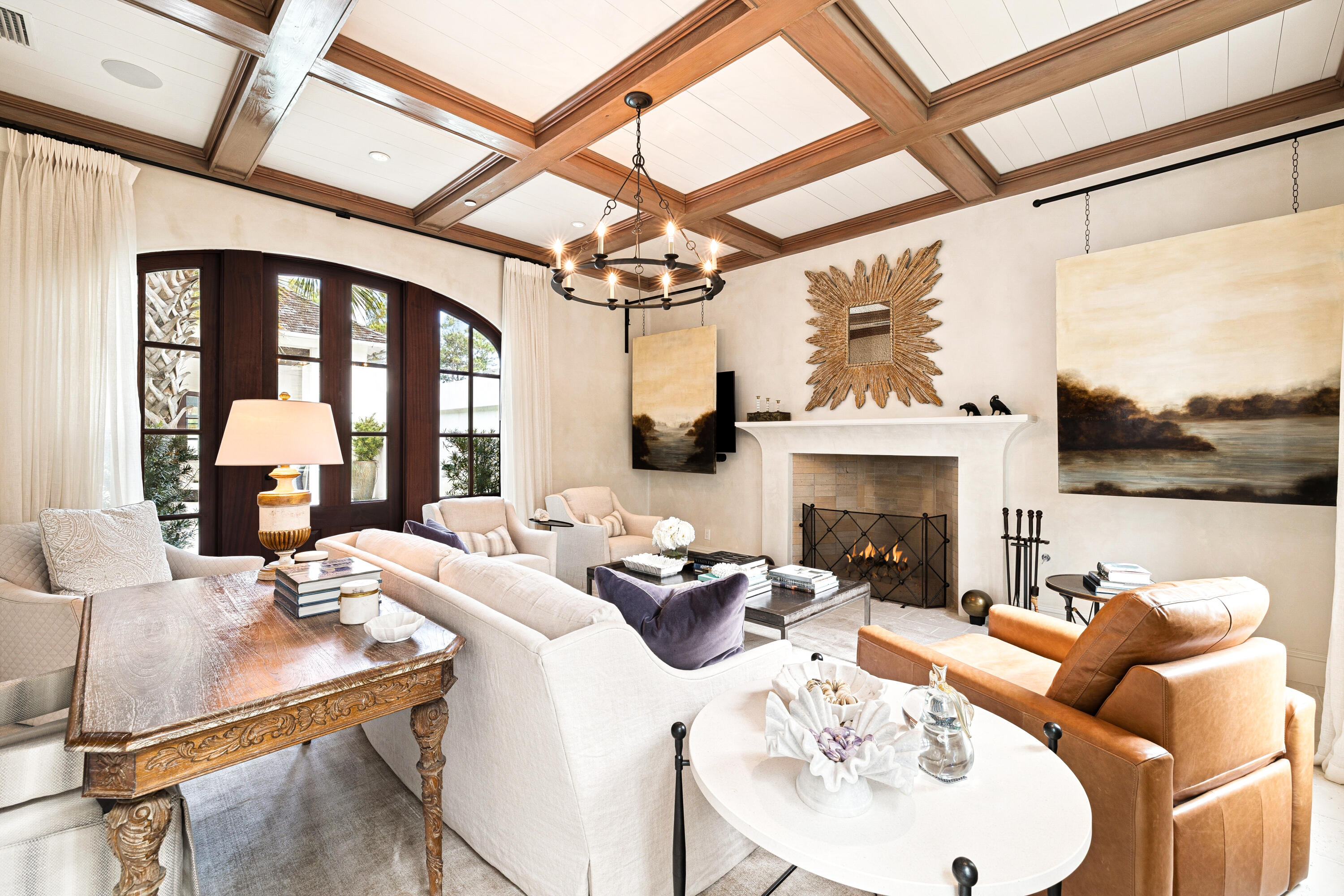 78 West Kingston Road Inlet Beach, FL 32461 - Photo 9 of 75 a dining room with furniture a fireplace and wooden floor