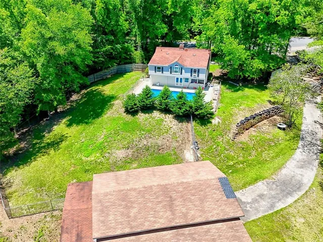 an aerial view of a house