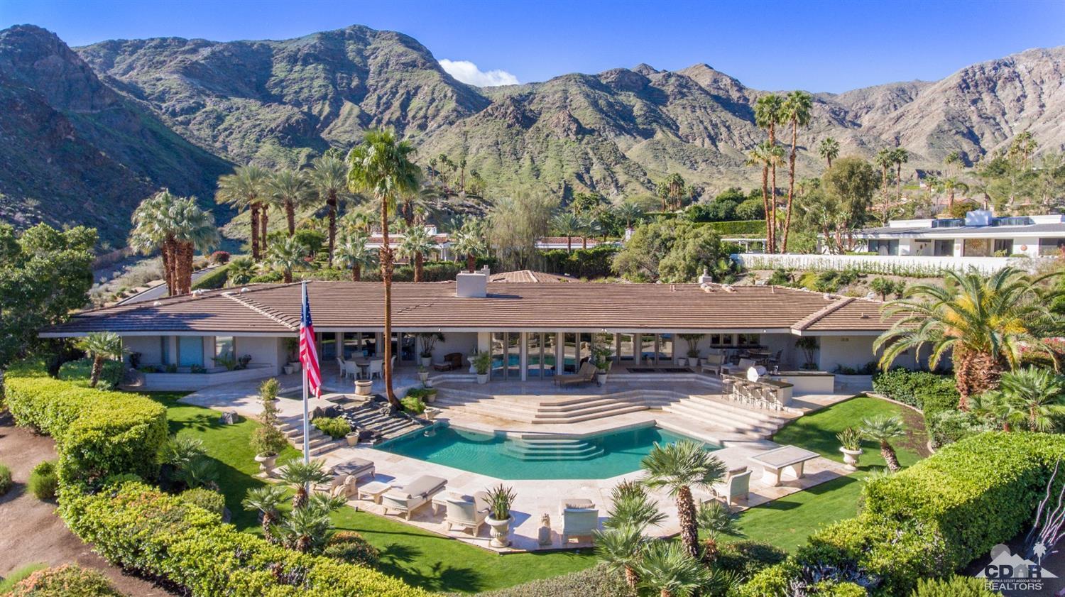70375 Thunderbird Road Rancho Mirage, CA 92270 - Photo 52 of 54 an aerial view of a house with swimming pool garden and patio
