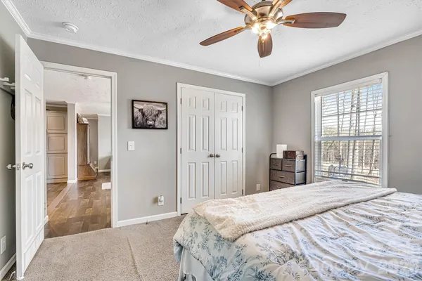 a bedroom with furniture and a window