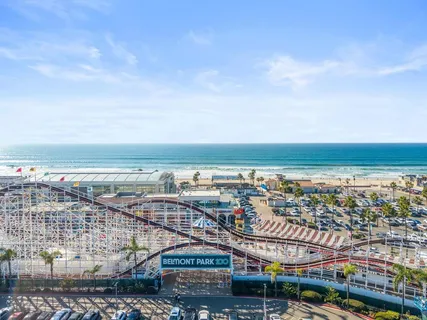 a view of a city with an ocean view
