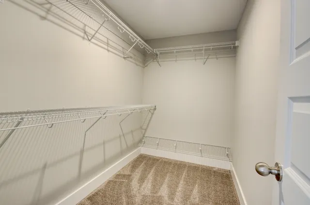 a view of a room with racks on the wall