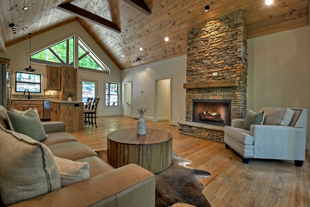 187 Chickadee Road Morganton, GA 30560 - Photo 5 of 94 a living room with furniture a fireplace and a large window
