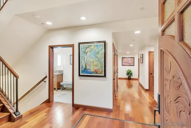 a view of entryway with a building in the background