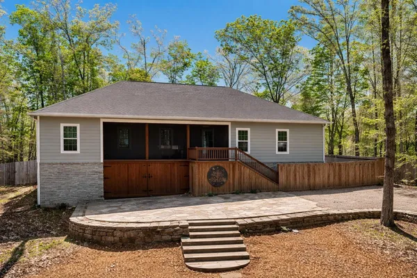 a view of a wooden door