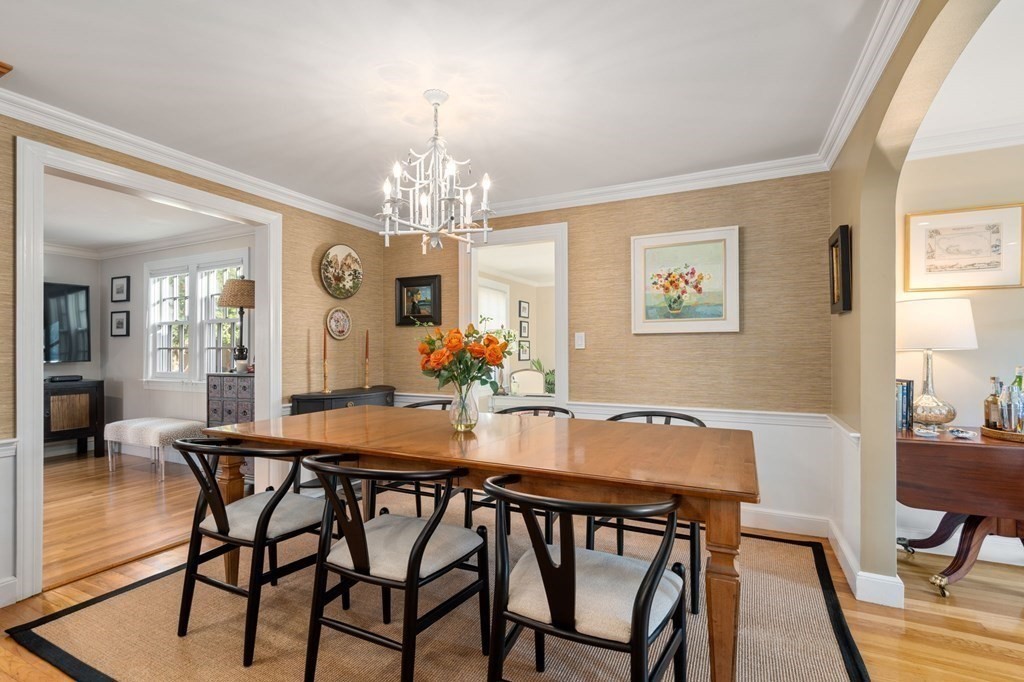89 Beechwood Road Wellesley, MA 02482 - Photo 5 of 32 a view of a dining room with furniture and chandelier