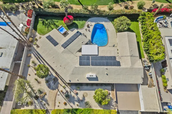an aerial view of a house