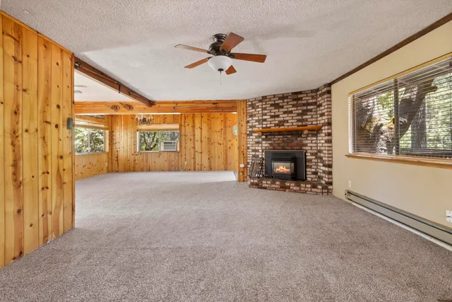 a room with fireplace