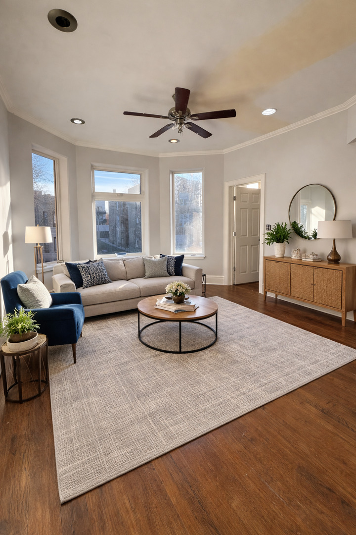 3252 West Crystal Street, Unit 2 Chicago, IL 60651 - Photo 2 of 13 a living room with furniture and a large window