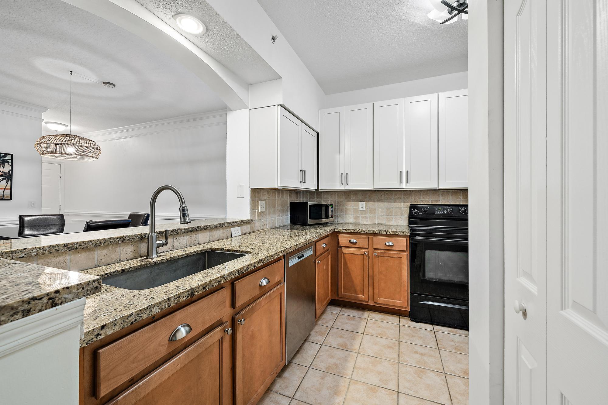225 Murcia Drive, Unit 201 Jupiter, FL 33458 - Photo 15 of 42 a kitchen with granite countertop a sink and cabinets