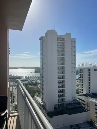 a view of a city with tall buildings