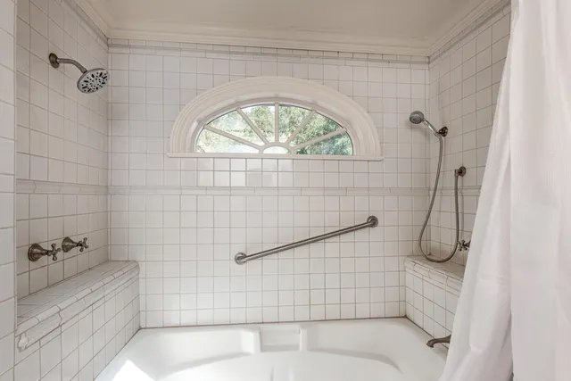 a bathroom with a shower