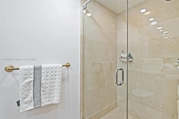 a bathroom with a shower