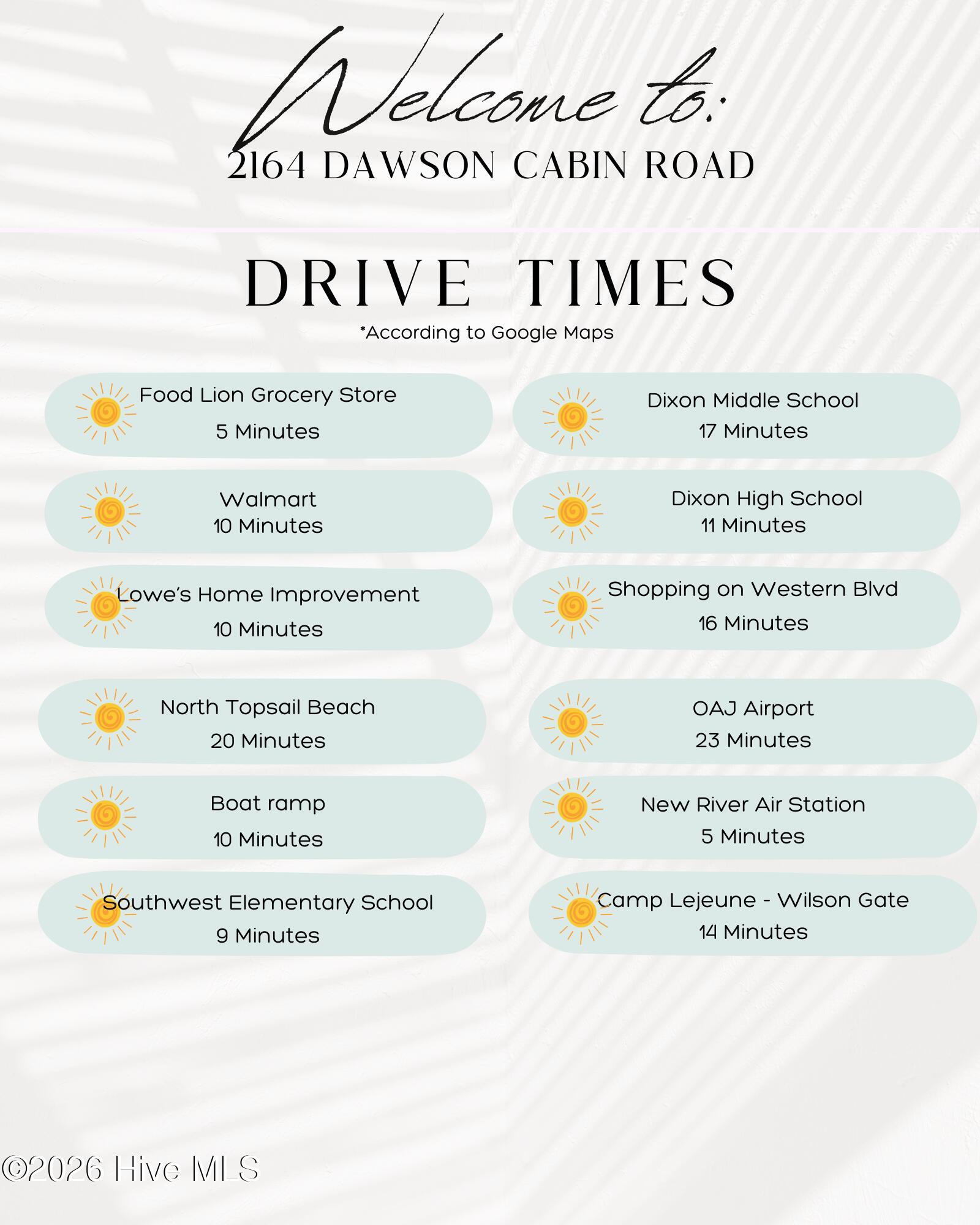 2164 Dawson Cabin Road Jacksonville, NC 28540 - Photo 2 of 39 2164 Dawson Cabin Rd - Drive Times (1)