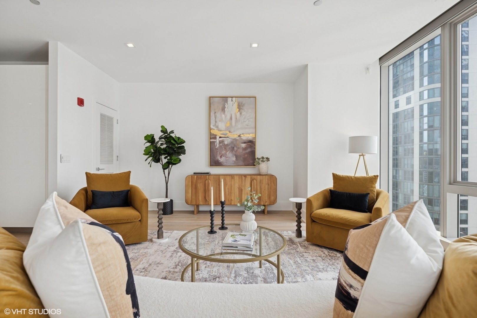 363 East Wacker Drive, Unit 1903 Chicago, IL 60601 - Photo 11 of 39 a living room with furniture and a large window