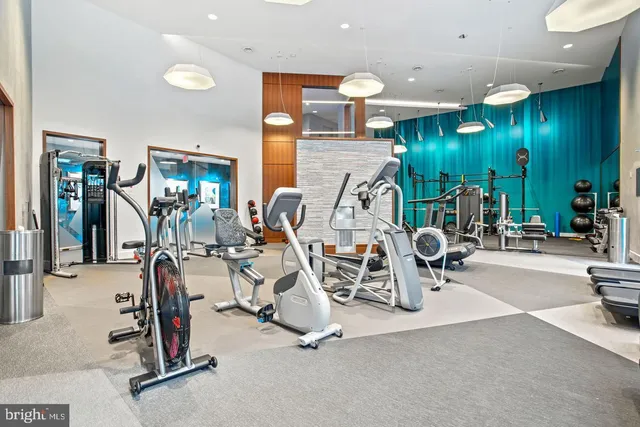 a view of a room with gym equipment