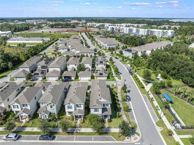 an aerial view of a city