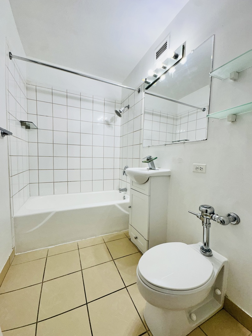 345 East Eastgate Place, Unit 602 Chicago, IL 60616 - Photo 4 of 13 a bathroom with a sink toilet and shower