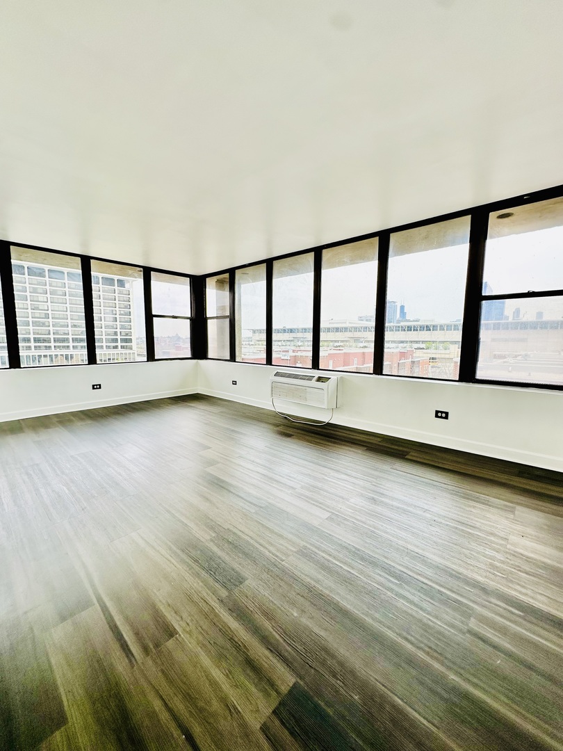 345 East Eastgate Place, Unit 602 Chicago, IL 60616 - Photo 7 of 13 a view of an empty room with wooden floor and a window