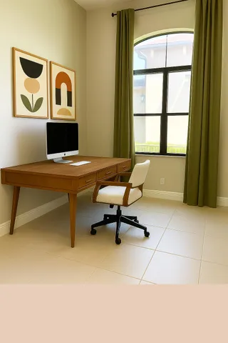 a living room with a window