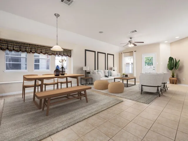 a living room with furniture