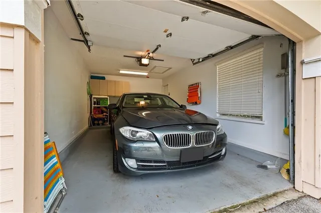 a car parked in a garage