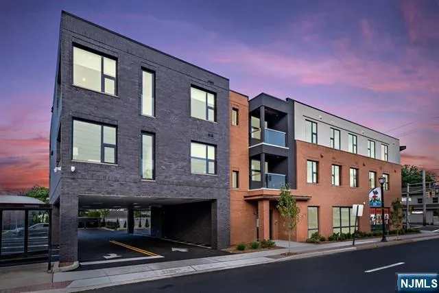 a front view of a multi story building