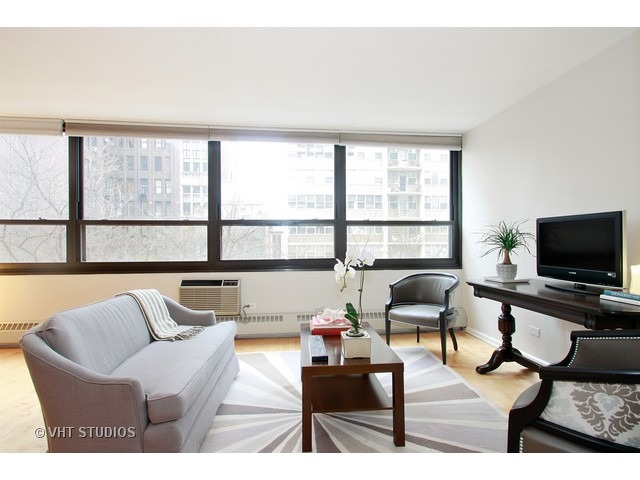 33 East Cedar Street, Unit 5F Chicago, IL 60611 - Photo 3 of 11 a living room with furniture and a flat screen tv