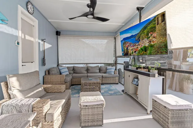 a view of an outdoor space with seating area