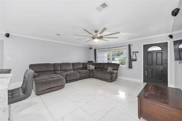 a living room with furniture