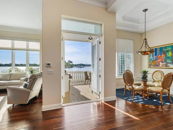 a view of a lake with a bench next to a lake