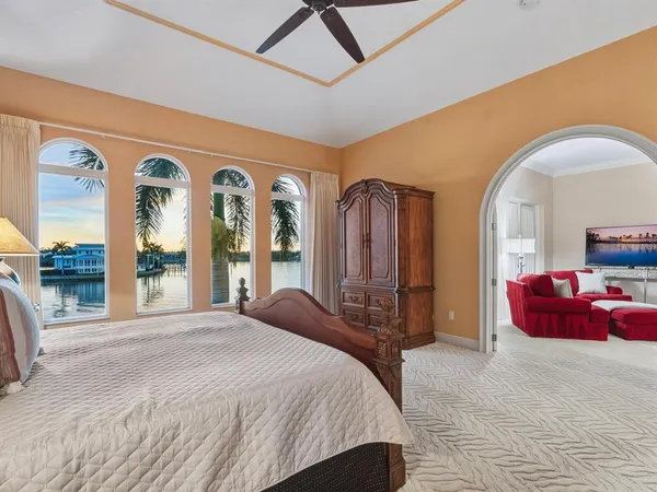 a view of a balcony with an ocean