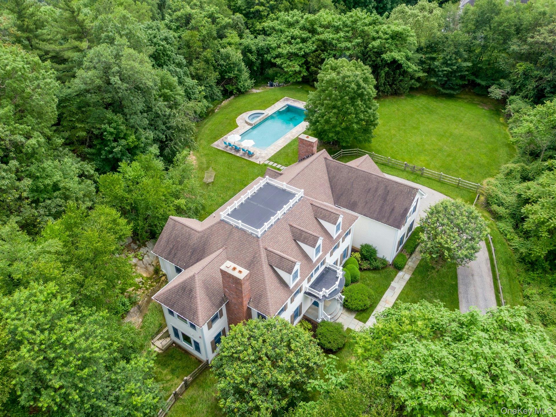 17 Hammond Ridge Road Bedford Corners, NY 10549 - Photo 31 of 36 Aerial view of home, property and pool area.