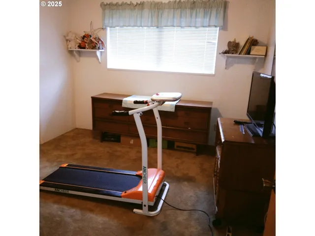 a room with gym equipment