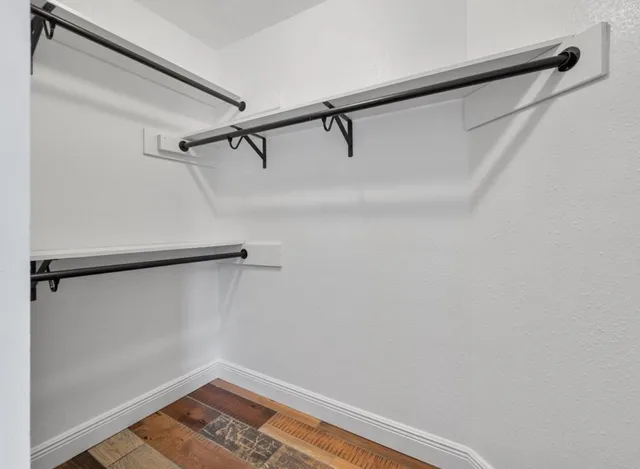 a view of small space with racks on the wall