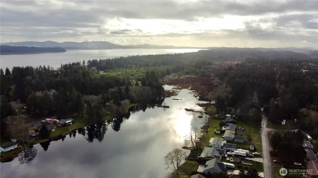 a view of a lake with houses