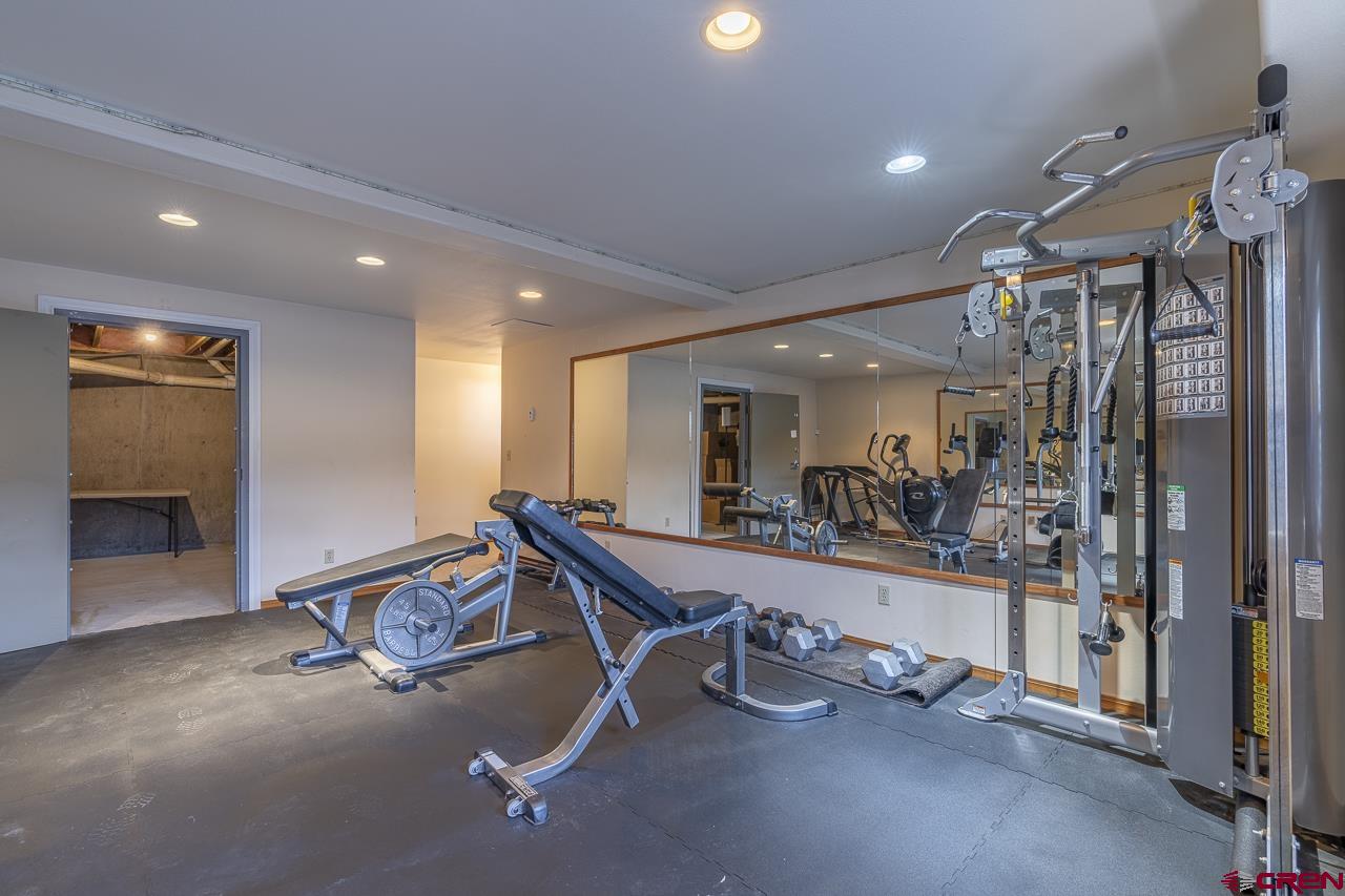 1403 Skyview Road Bayfield, CO 81122 - Photo 14 of 35 a room with gym equipment and large mirror