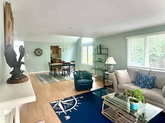 a view of a livingroom with a flat screen tv