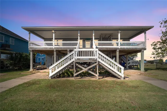 a view of a lake with sitting area