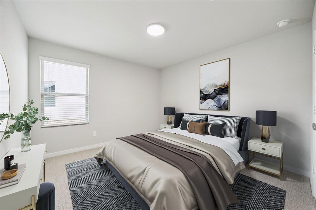 2206 Currents Road Princeton, TX 75407 - Photo 22 of 27 a bedroom with a bed and a potted plant