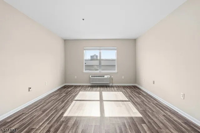 a view of a room that has a window in it